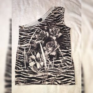 One shoulder zebra print Rue21 blouse (XL)
